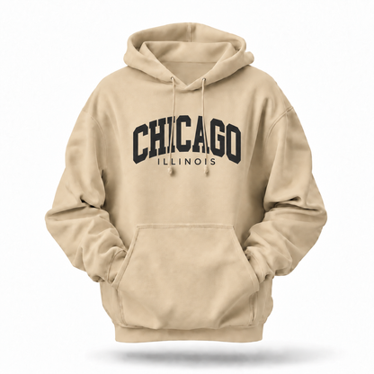 Chicago Illinois Varsity Arch Block Letters Hoodie