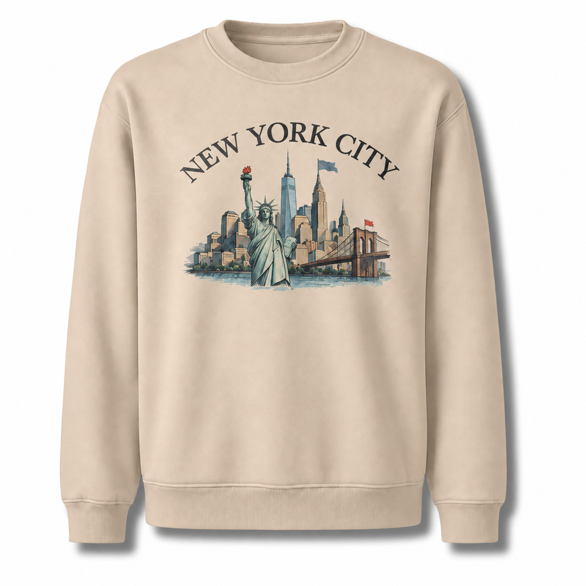 Statue Of Liberty Manhattan Harbor Vintage Classic Sweatshirt - Sand