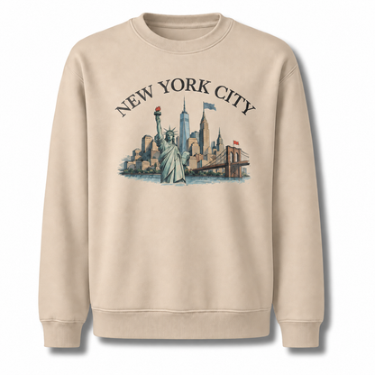 Statue Of Liberty Manhattan Harbor Vintage Classic Sweatshirt - Sand