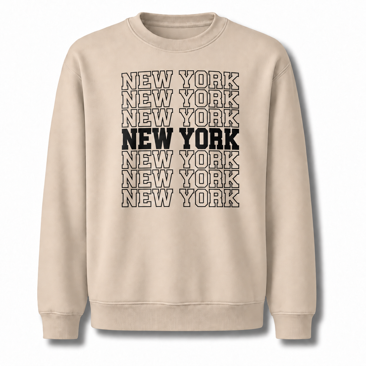 New York Arched Varsity Collegiate Retro Athletic Sweatshirt - Sand