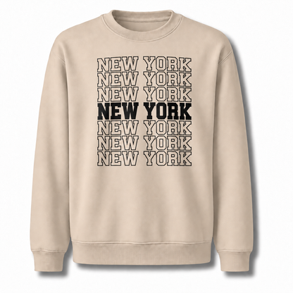 New York Arched Varsity Collegiate Retro Athletic Sweatshirt - Sand