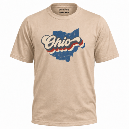 Ohio Vintage State Map Retro Stripes Pride Shirt