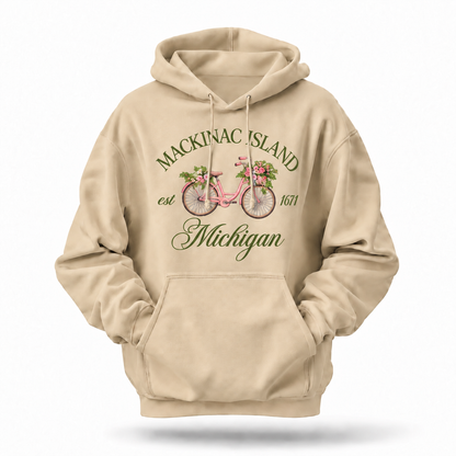 Mackinac Island Michigan Est 1671 Pink Bicycle Navy Hoodie