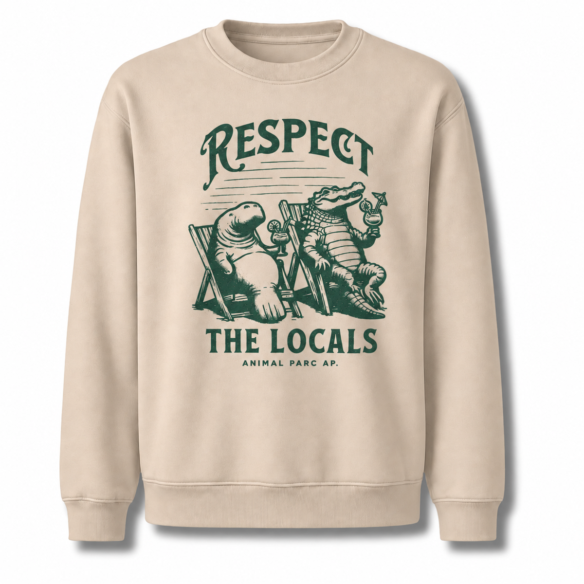 Florida Respect The Locals Manatee Alligator Sweatshirt - Sand