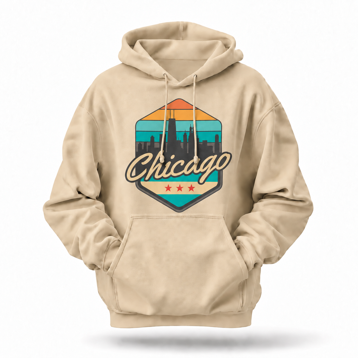 Chicago Retro Sunset Skyline Hoodie