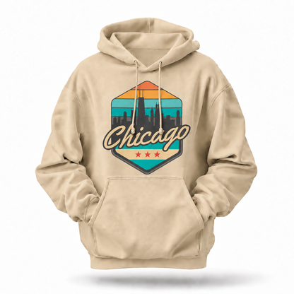 Chicago Retro Sunset Skyline Hoodie