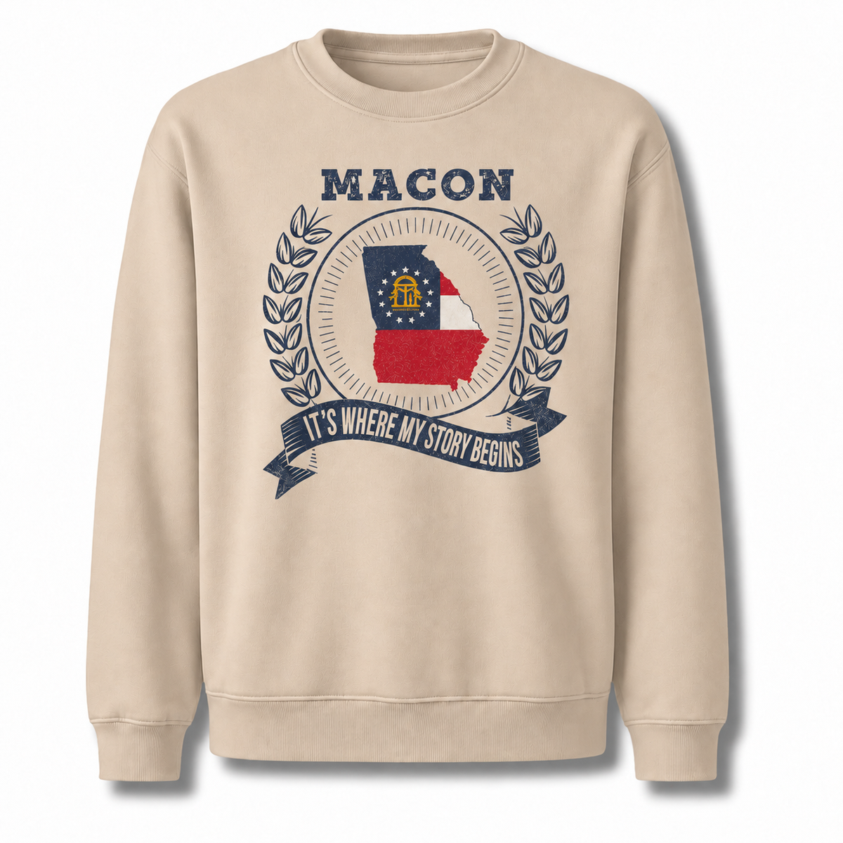 Macon Georgia It's Where My Story Begins Vintage Sweatshirt - Sand