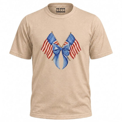 America Crossed Flags Coquette Bow Independence Day Shirt