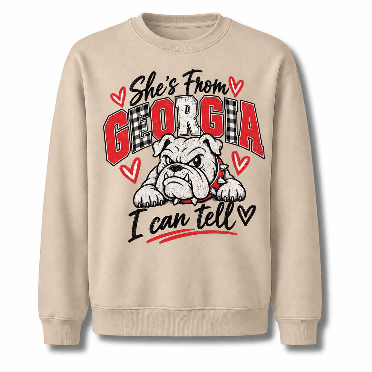 Georgia Bulldogs Mascot Red & Black Vintage Gameday Sweatshirt - Sand