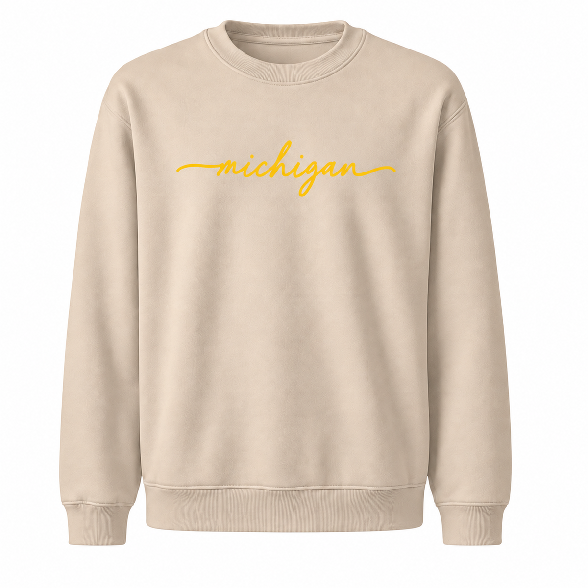 Michigan Maize Gold Vintage Athletic Collegiate Sweatshirt - Sand