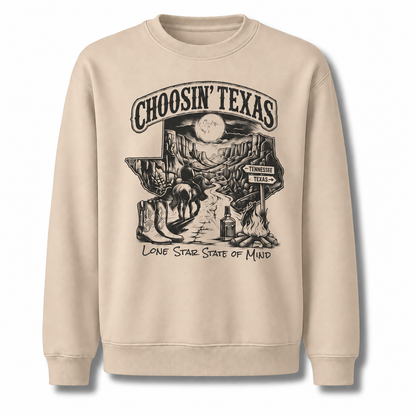 Texas Cowboy Lone Star Historic Emblem Vintage Sweatshirt - Sand