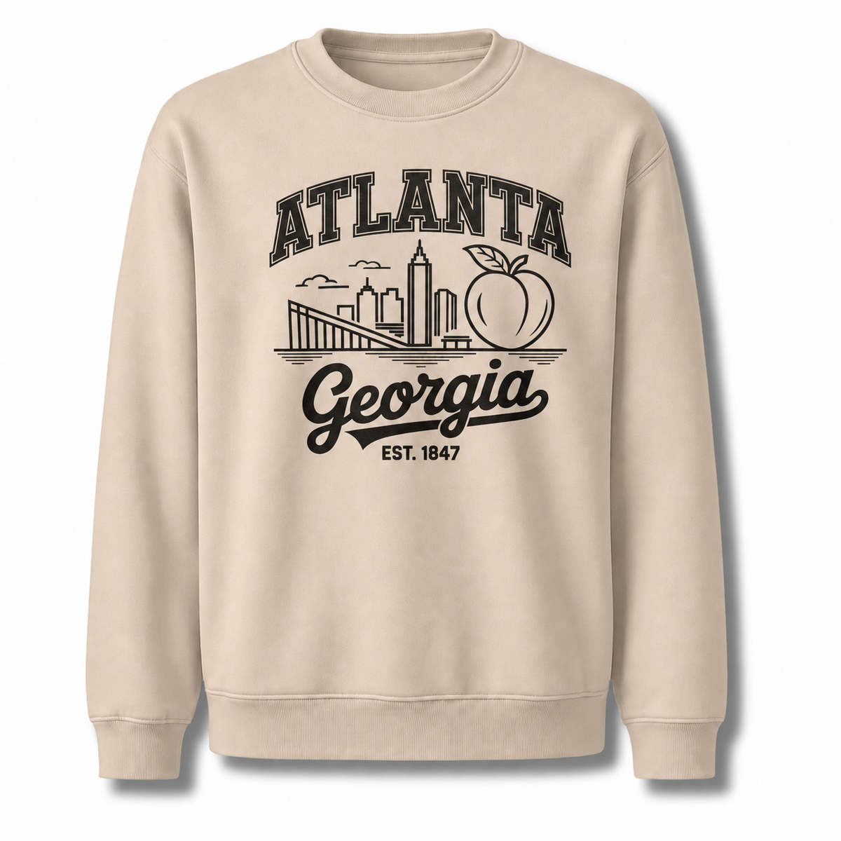 Atlanta Georgia Vintage Skyline Peach Southern Retro Sweatshirt - Sand