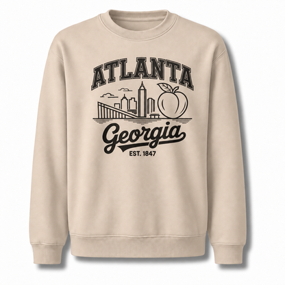 Atlanta Georgia Vintage Skyline Peach Southern Retro Sweatshirt - Sand
