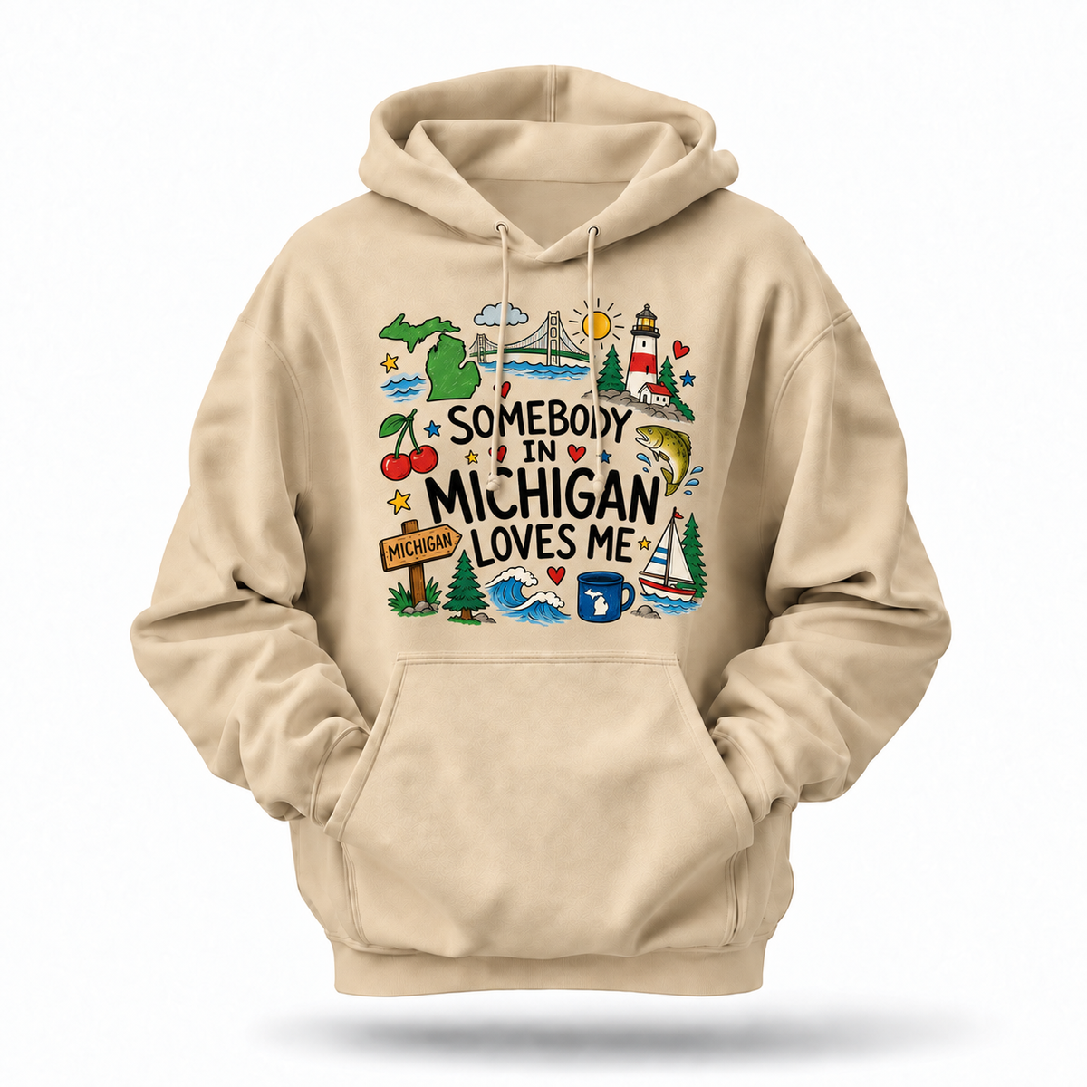 Somebody in Michigan Loves Me State Icons Navy Hoodie