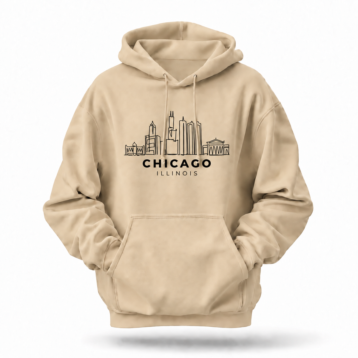 Chicago Illinois Minimalist Skyline Blue Hoodie
