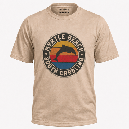 Myrtle Beach South Carolina Retro Dolphin Sunset Shirt