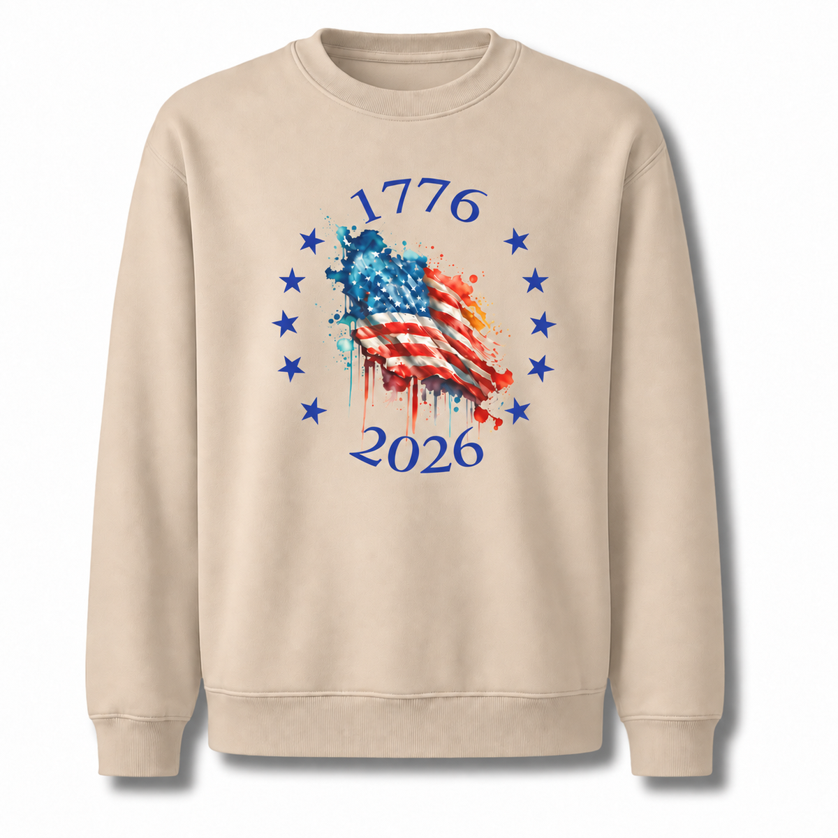 America 250th 1776 2026 Watercolor Flag Sweatshirt