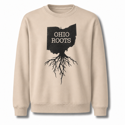 Ohio Roots Minimalist State Silhouette Vintage Sweatshirt - Sand