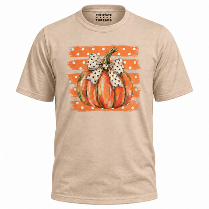 America Autumn Preppy Polka Dot Pumpkin Shirt