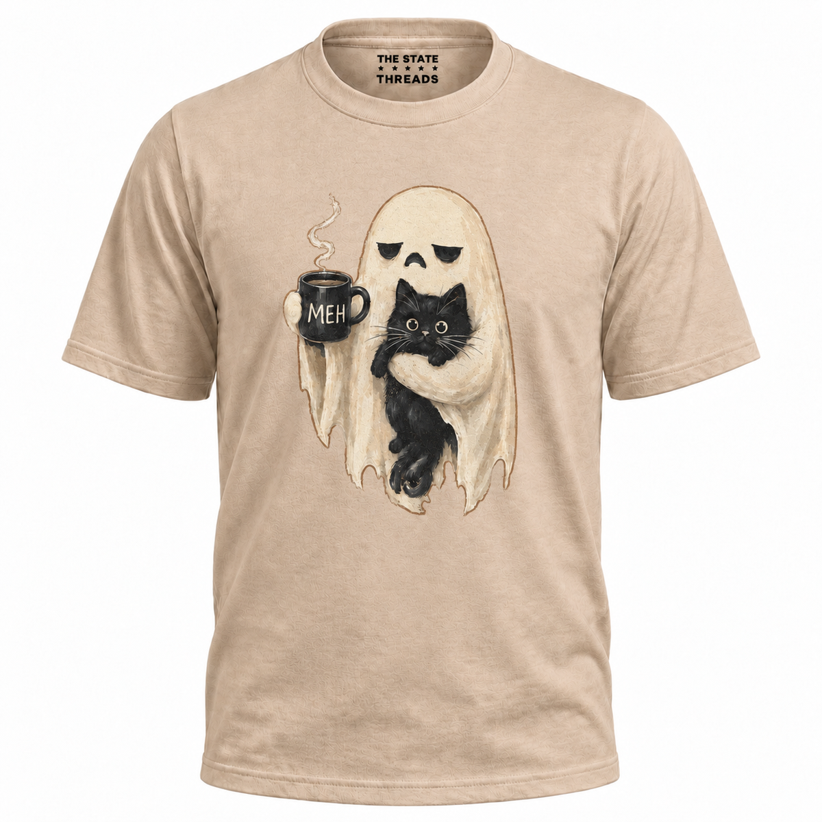 America Ghost Black Cat Coffee Halloween Spooky Shirt