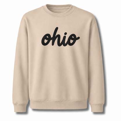 Ohio Minimalist Handwritten Cursive Script Vintage Sweatshirt - Sand