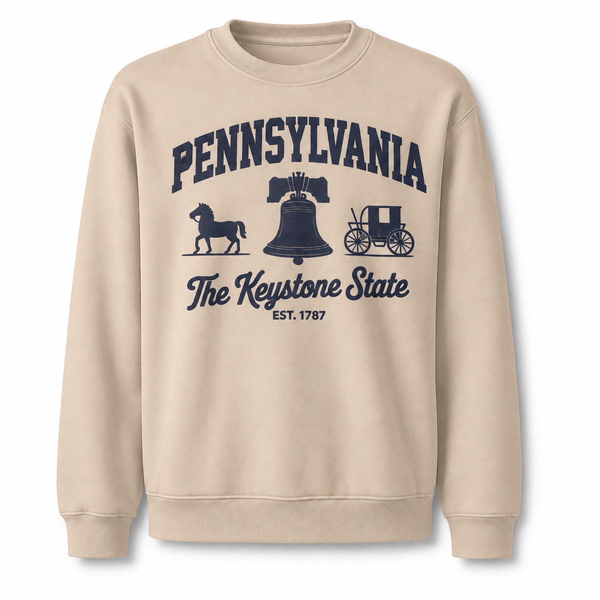 Pennsylvania Keystone State Historic Crest Vintage Sweatshirt - Sand