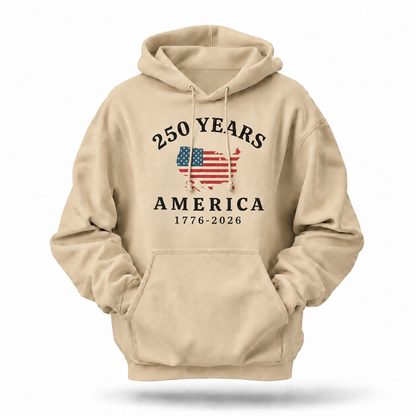 America 250 Years Map Flag Hoodie