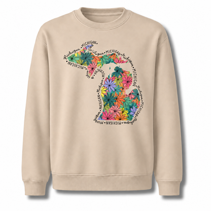 Michigan Apple Blossom Vintage Botanical Floral Sweatshirt - Sand