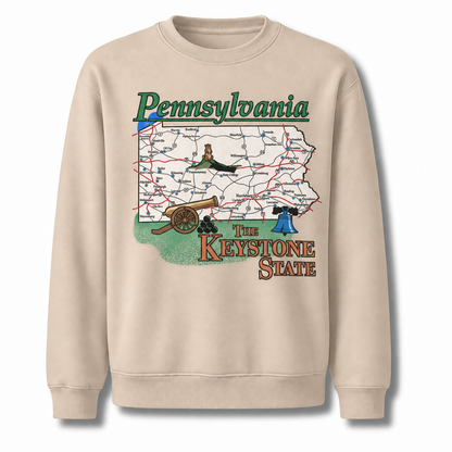 Pennsylvania Countryside State Map Rustic Vintage Sweatshirt - Sand