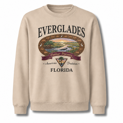 Florida Everglades Great Heron Wildlife Scene Sweatshirt - Sand