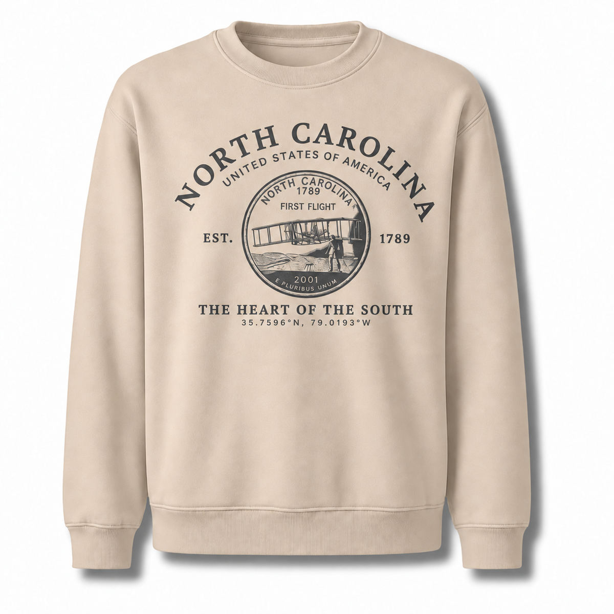 North Carolina Heritage State Seal Medallion Vintage Sweatshirt - Sand