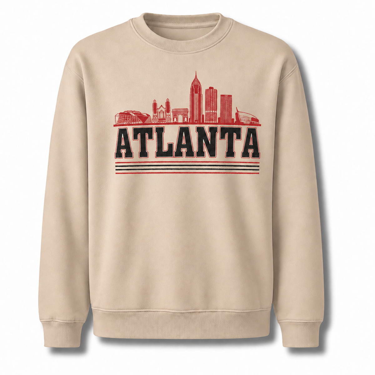 Atlanta Georgia City Skyline Collegiate Retro Vintage Sweatshirt - Sand