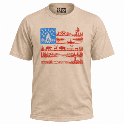 America Flag National Park Outdoor Wildlife Graphic Shirt