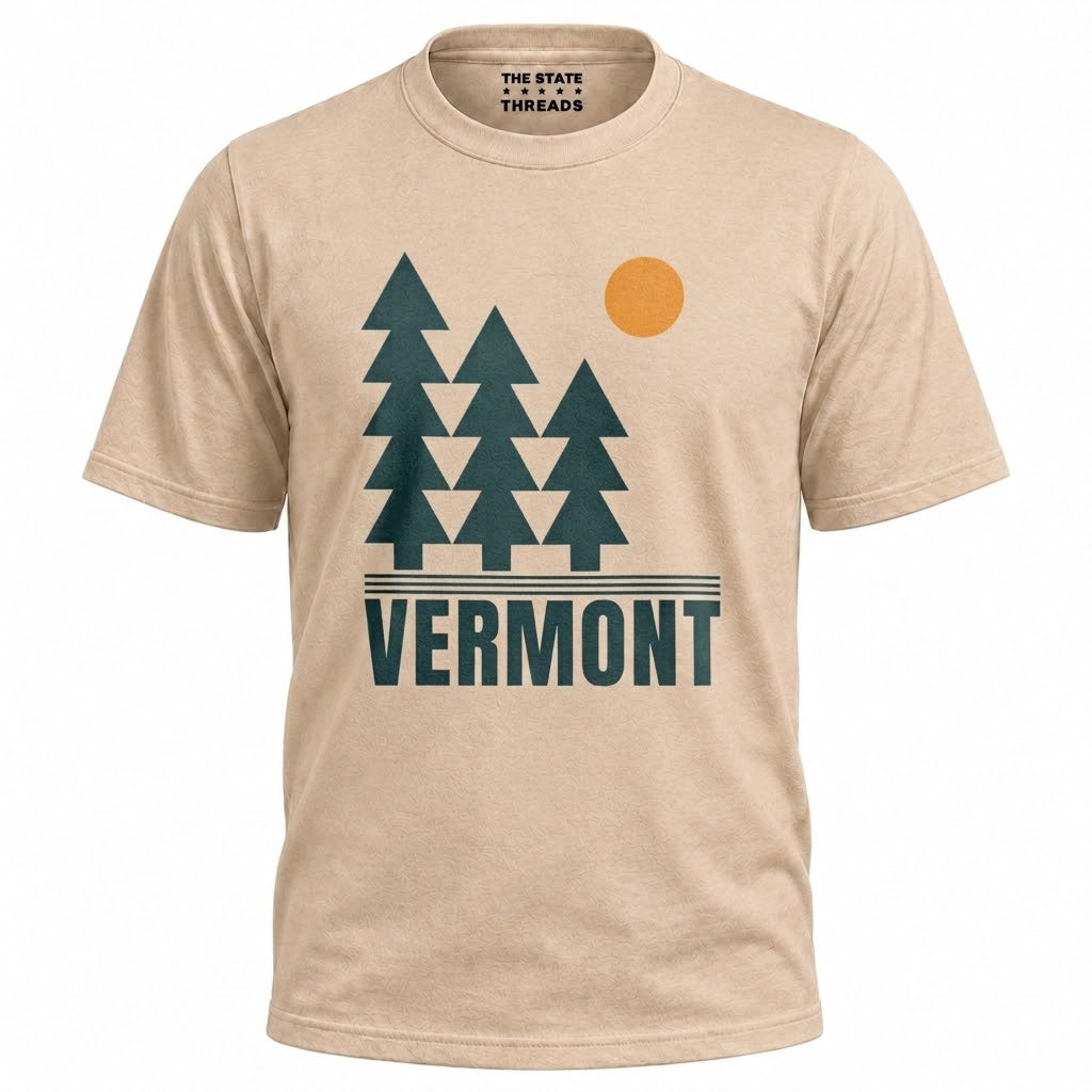 Vermont Minimalist Pine Trees Sun Nature Graphic Shirt