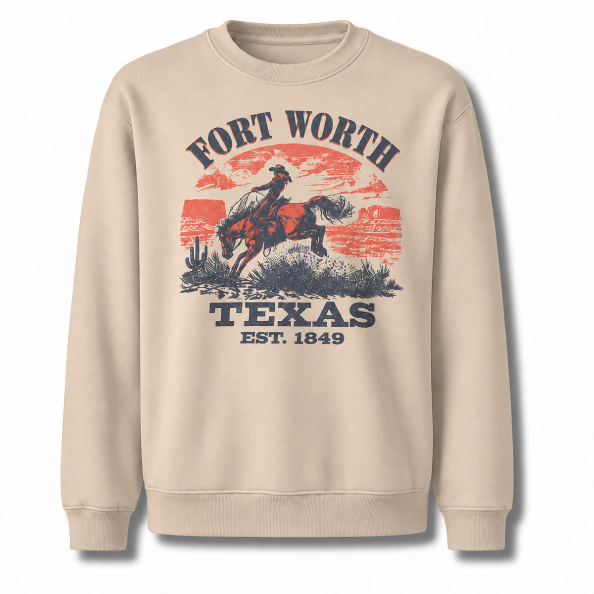 Fort Worth Texas Rodeo Cowboy Vintage Heritage Sweatshirt - Sand