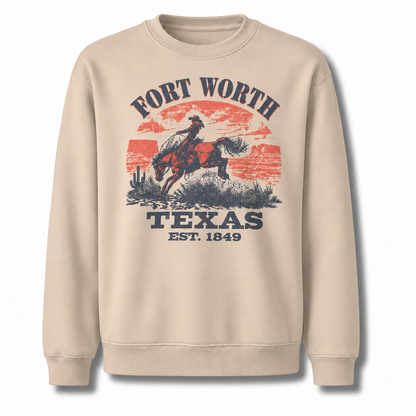Fort Worth Texas Rodeo Cowboy Vintage Heritage Sweatshirt - Sand