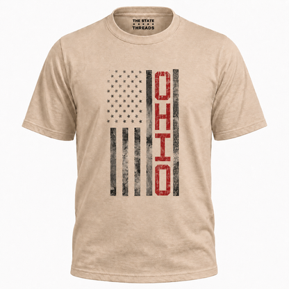 Ohio American Flag Patriotic Distressed State Shirt
