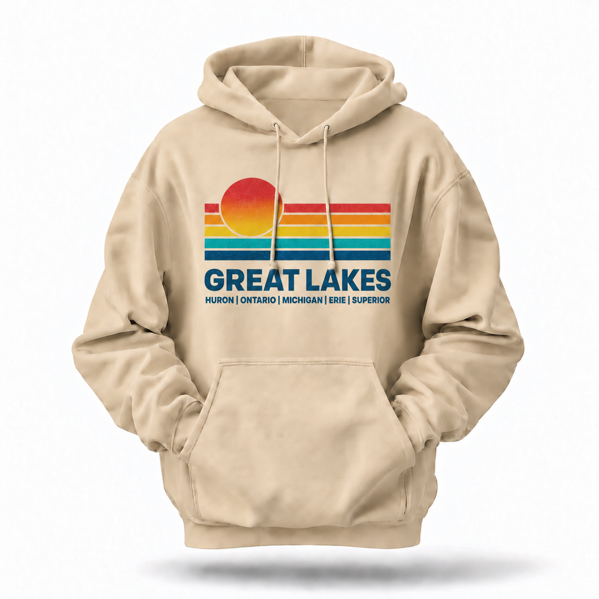Great Lakes Retro Sunset Huron Ontario Michigan Erie Superior Hoodie