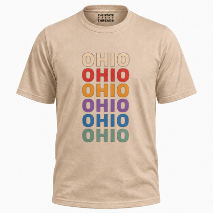 Retro Ohio Colorful Stacked Typography State Shirt