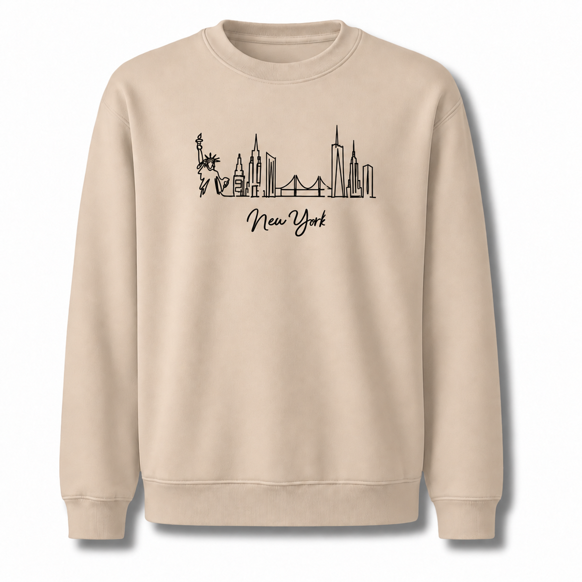 Brooklyn Bridge Starry Night Skyline Silhouette Retro Sweatshirt - Sand
