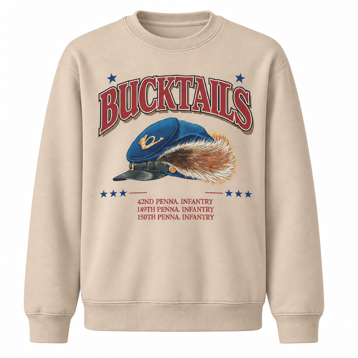 Pennsylvania Bucktails Military Heritage Vintage Distressed Sweatshirt - Sand