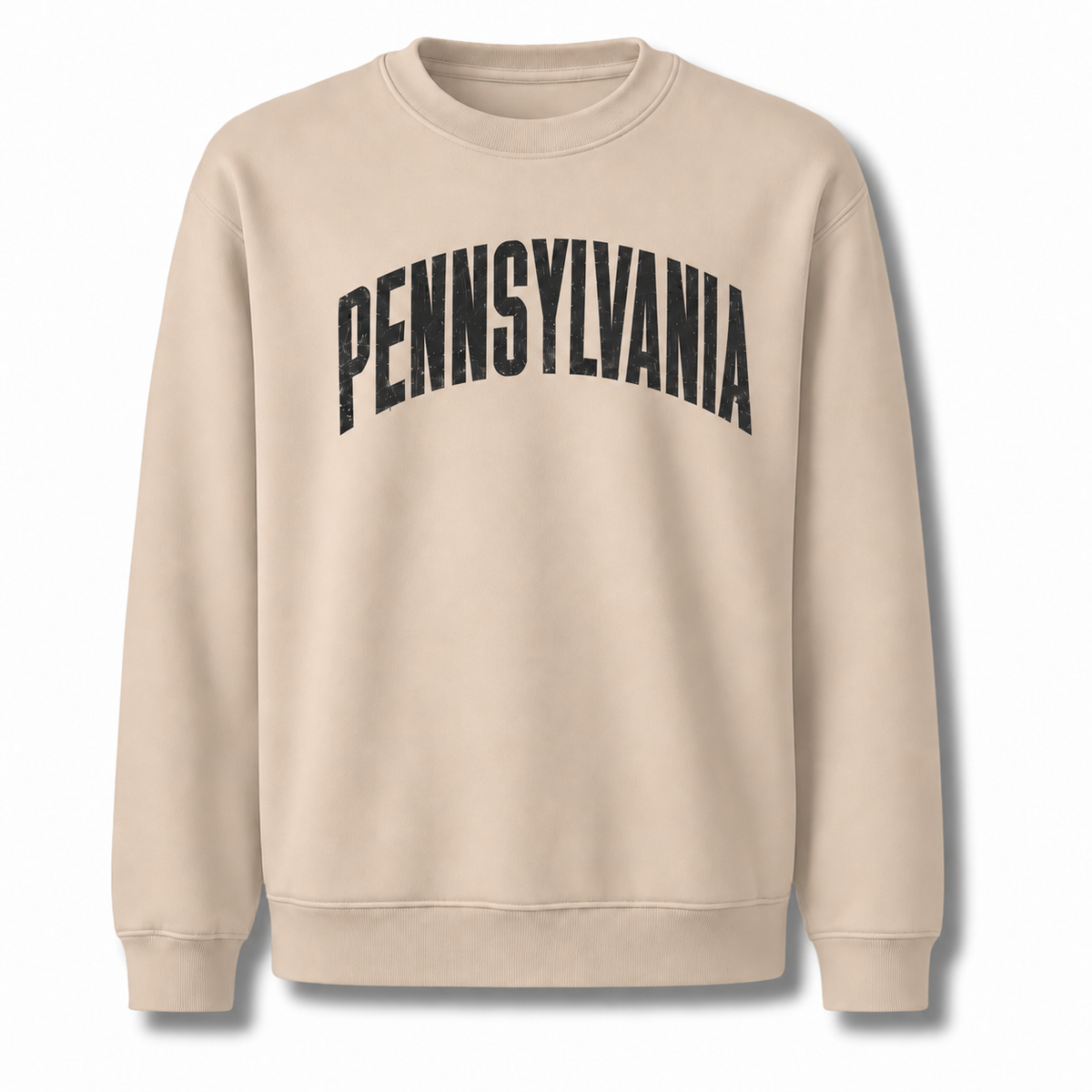 Pennsylvania Collegiate Varsity Athletic Lettering Vintage Sweatshirt - Sand