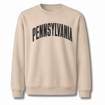 Pennsylvania Collegiate Varsity Athletic Lettering Vintage Sweatshirt - Sand
