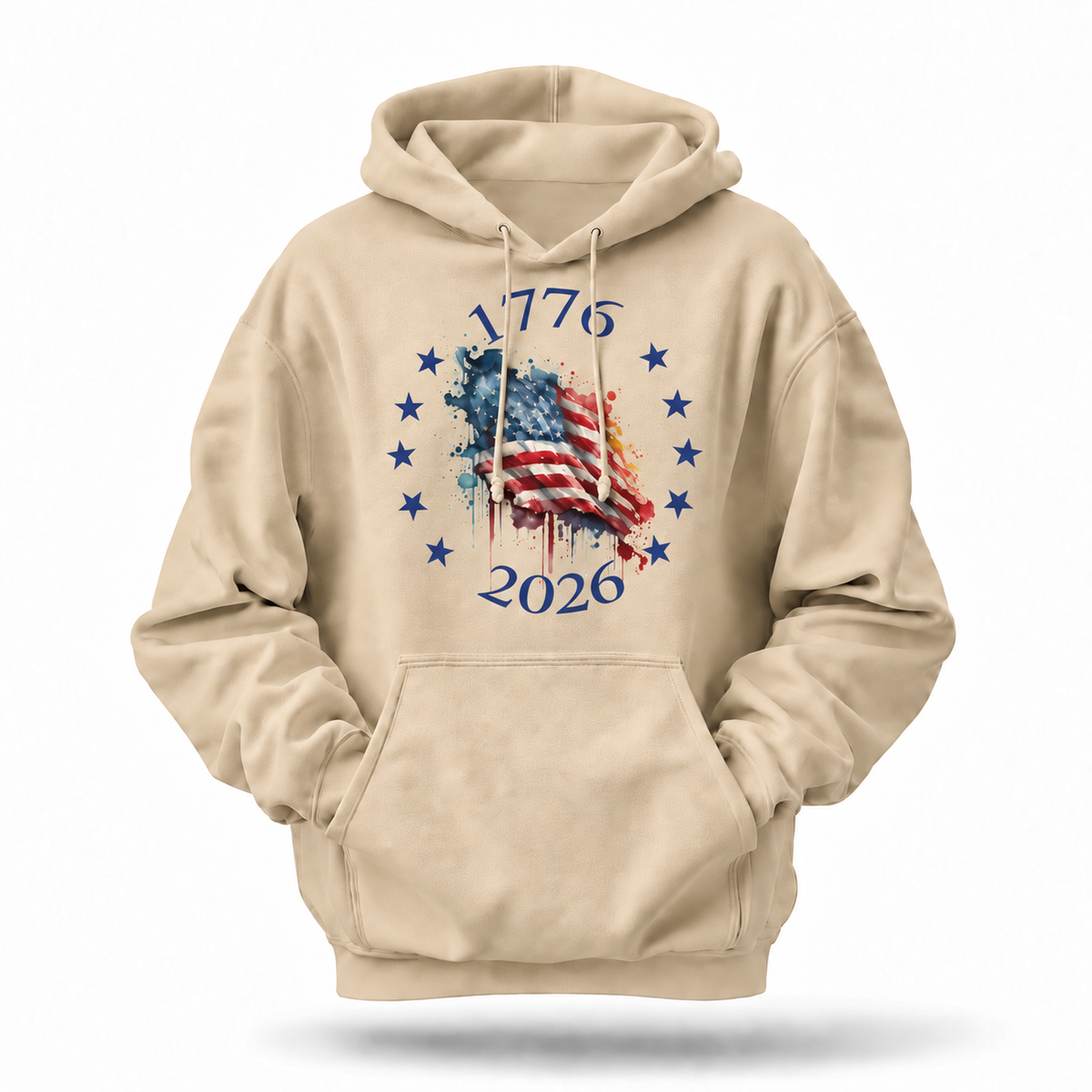 America 250th 1776 2026 Watercolor Flag Hoodie