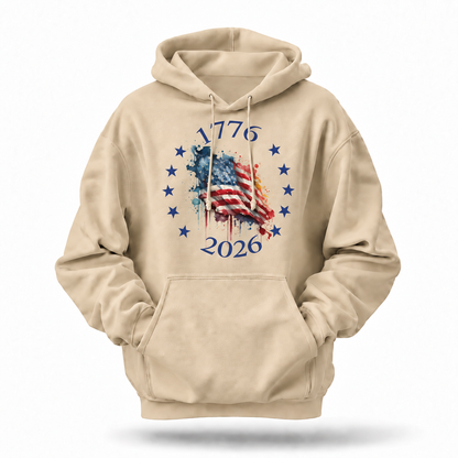 America 250th 1776 2026 Watercolor Flag Hoodie