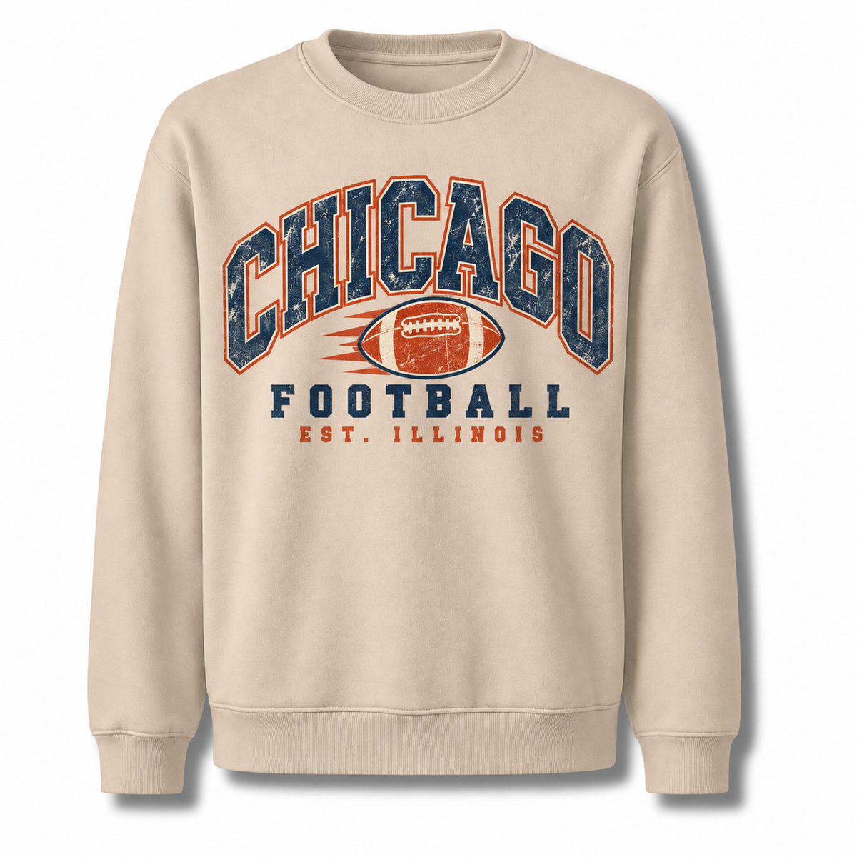 Chicago Football Vintage Cream Graphic Tailgate Sweatshirt - Sand