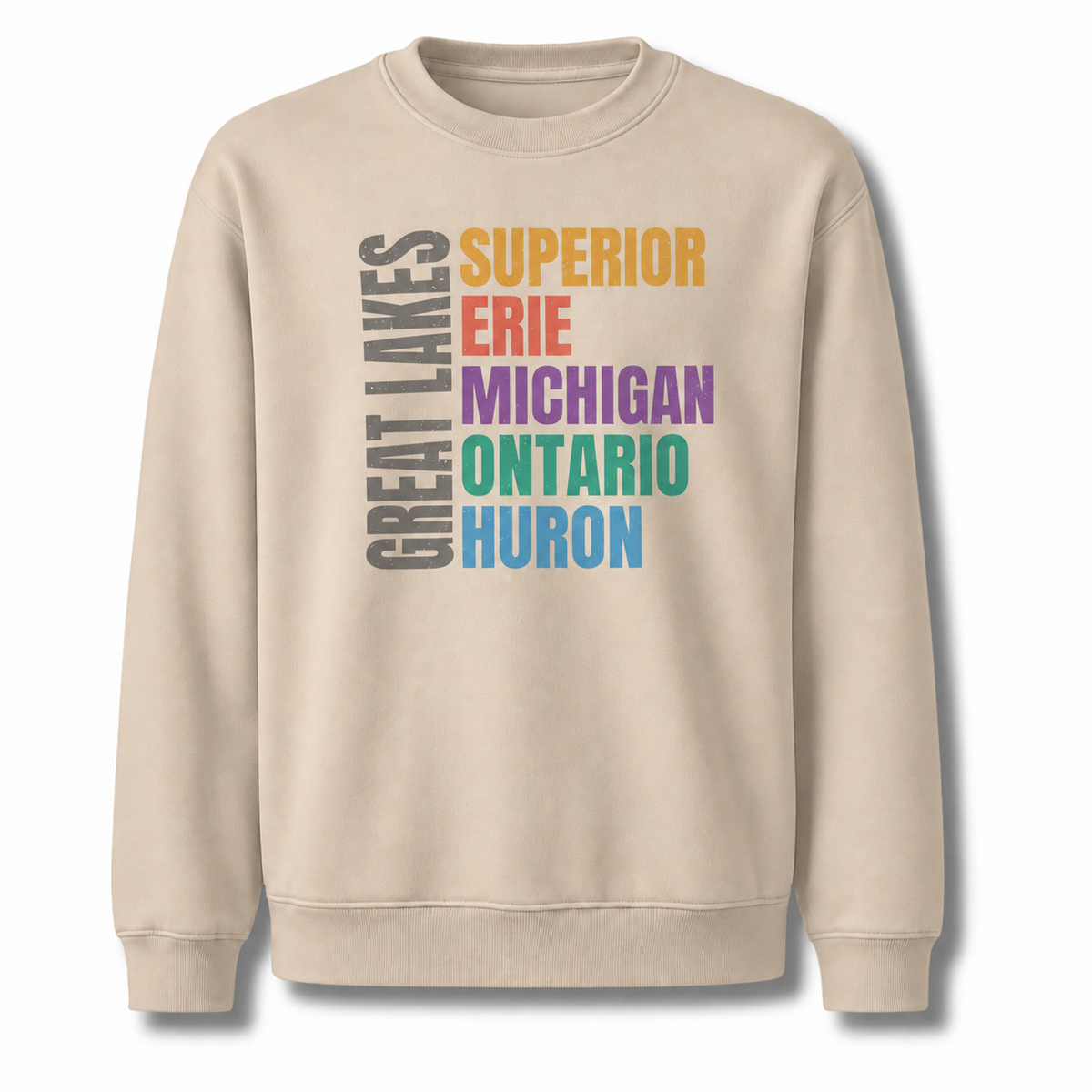 Great Lakes Michigan Freshwater Basin Retro Sweatshirt - Sand