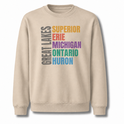 Great Lakes Michigan Freshwater Basin Retro Sweatshirt - Sand