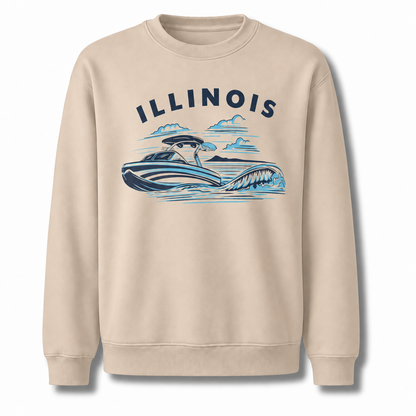 Illinois Lake Michigan Boating Retro Nautical Sweatshirt - Sand