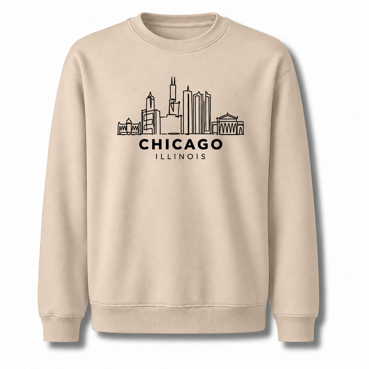 Chicago Illinois City Skyline Architectural Vintage Sweatshirt - Sand